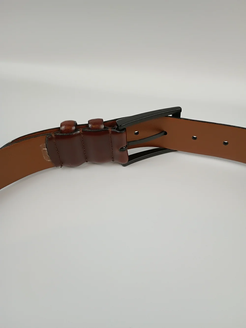 Joseph Abboud Men's Brown Leather Dress Belt with Silver Buckle